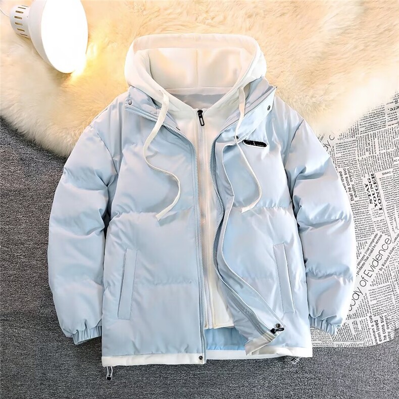 假两件棉服男款冬季宽松休闲加厚保暖外套日系潮流面包服9999/P76,男装棉衣,星座506B