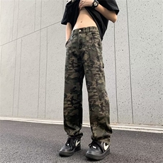 迷彩工装裤男款夏季潮牌美式高街直筒休闲裤子潮流宽松阔腿裤，男装休闲裤，星座1013