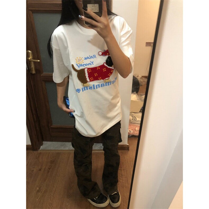小狗刺绣纯棉短袖ZX0184-P35图片