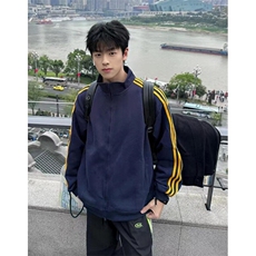 复古加绒加厚条纹卫衣男款立领外套潮牌痞帅开衫夹克JK203，男装夹克，星座1116A（原606A-3）