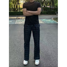 网图！美式复古格子裤基础款弯刀百搭休闲裤-EX50885-特批30，男装休闲裤，电商A061