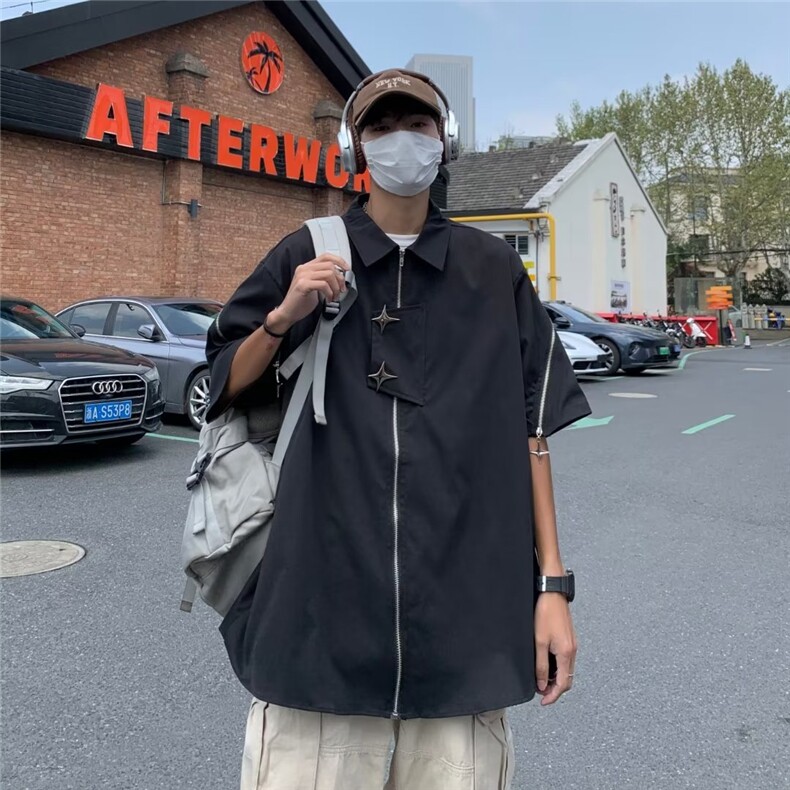 夏季气质潮五分袖男百搭新款时尚青春流行标准衬衫MC24P40,男装衬衫,星座1116-2