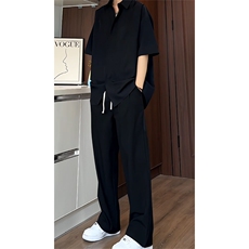 TZ169/P65套装纯色冰丝凉感衬衫休闲裤两件套男大码短袖衬衣裤子，男装休闲套装，电商基地A050