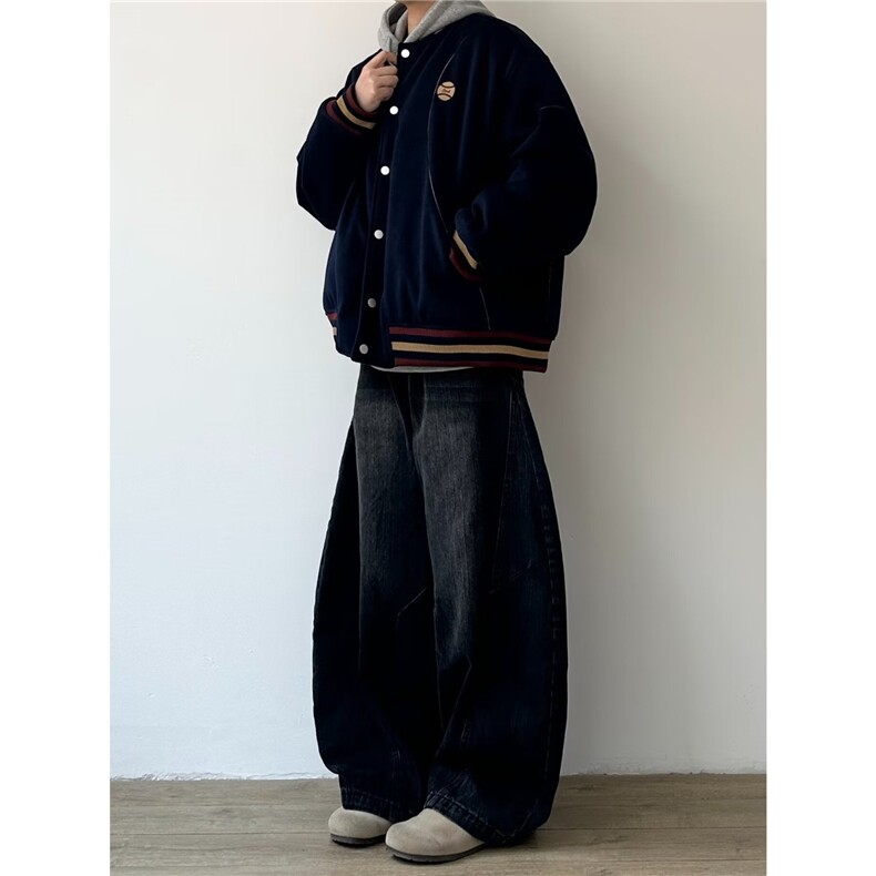 棒球服外套男春秋季2026新款潮牌宽松复古撞色休闲假两件夹克,男装夹克,星座506A