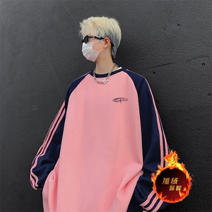 抖音得物供货 提供视频 秋冬重磅美式宽松织带圆领卫衣0763图片
