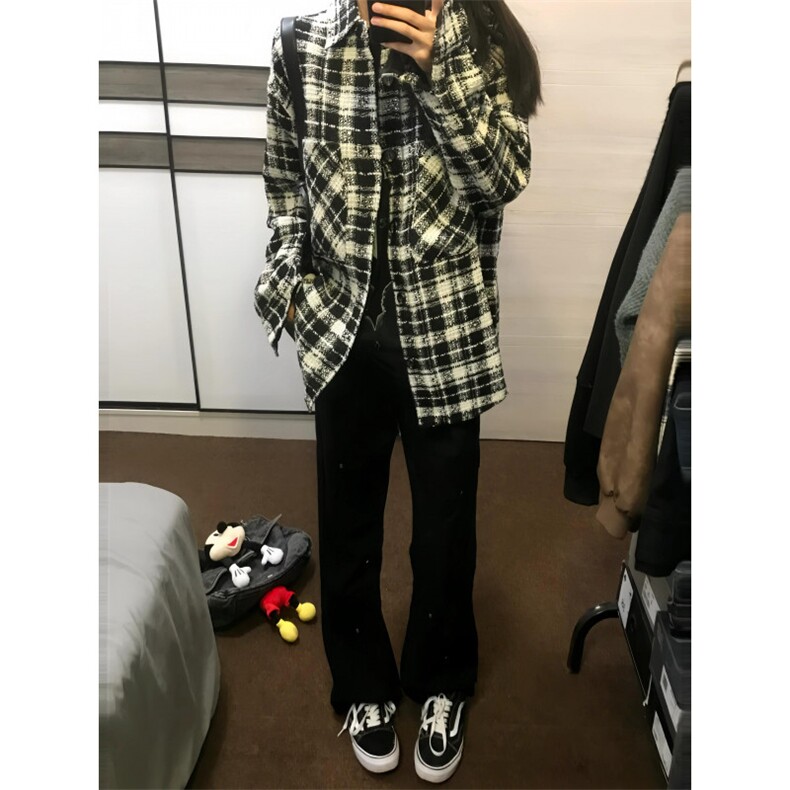 【有货】cleanfit黑白格子小香风外套高级感痞帅夹克237LL-特P55图片