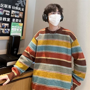 美式圆领毛衣男慵懒风休闲针织衫 X7120 P40图片