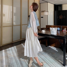【有货】C931P155K218牛仔白裙套装，女装连衣裙，2D113