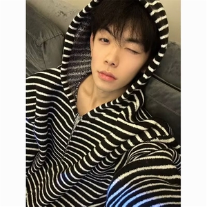 JY309-P58 港风宽松简约连帽卫衣开衫男女同款潮流帅气百搭图片