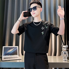社会小伙夏季男士纯棉短袖T恤时尚潮流圆领体恤男C208-T8008特P30，男装T恤，电商C208