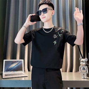 社会小伙夏季男士纯棉短袖T恤时尚潮流圆领体恤男C208-T8008特P30图片