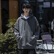 M-6XL380克大码秋季新款连帽麂皮绒刺绣套头卫109-W02042-P58，男装卫衣，星座109