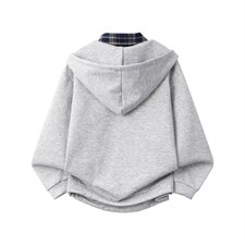 潮流美式复古假两件连帽卫衣男女春秋季新款韩系学院风衬衫领外套，男装衬衫，星座715-4