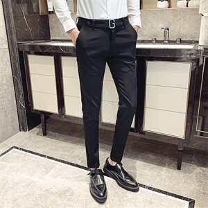秋冬新款商务潮流休闲西裤男青年小脚裤韩版潮男修身裤AK34-P75图片