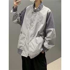 棒球服美式复古高街vibe外套春秋针织拼接设计感飞行员夹克-Y592，男装夹克，星座601-2
