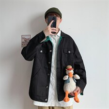 JK959/P75春装新款撞色男士工装夹克日系男青少年大码宽松外套男，男装夹克，电商A141