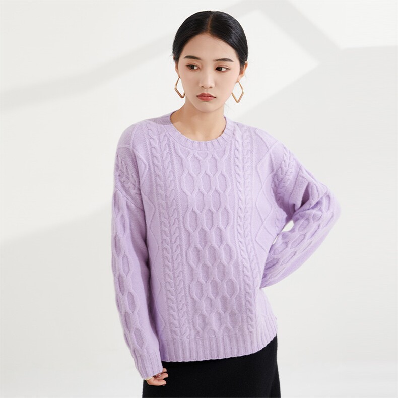 百搭休闲简约套头衫女显瘦时尚短款圆领羊绒衫,女装羊绒衫,恒爱羊绒