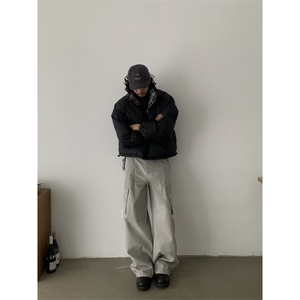 美式复古水洗做旧廓形工装裤男女宽松直筒休闲裤  S3510  P63图片
