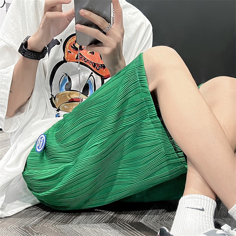 B221 夏装新款港风青少年工艺面料五分裤短裤 LK22032-P40图片