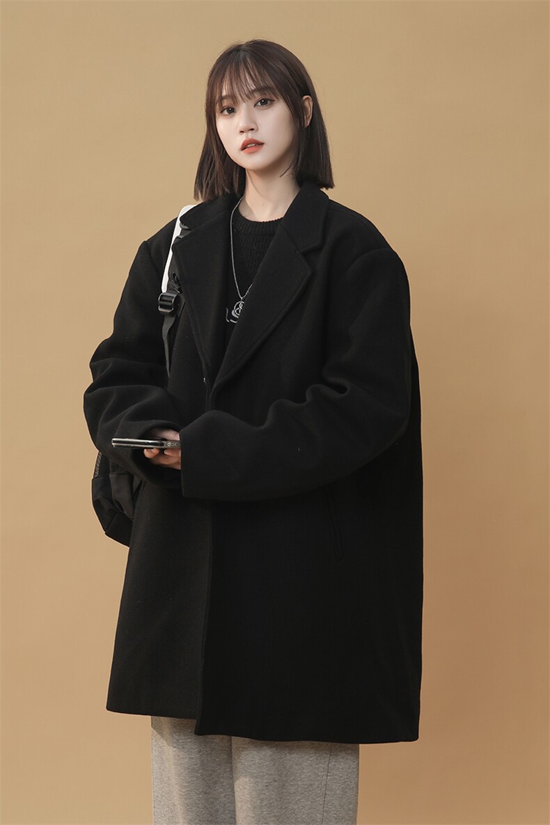 N9109/P90秋冬新款呢料毛呢西服男宽松外套上衣潮流宽松呢大衣,女装毛呢外套,电商A141