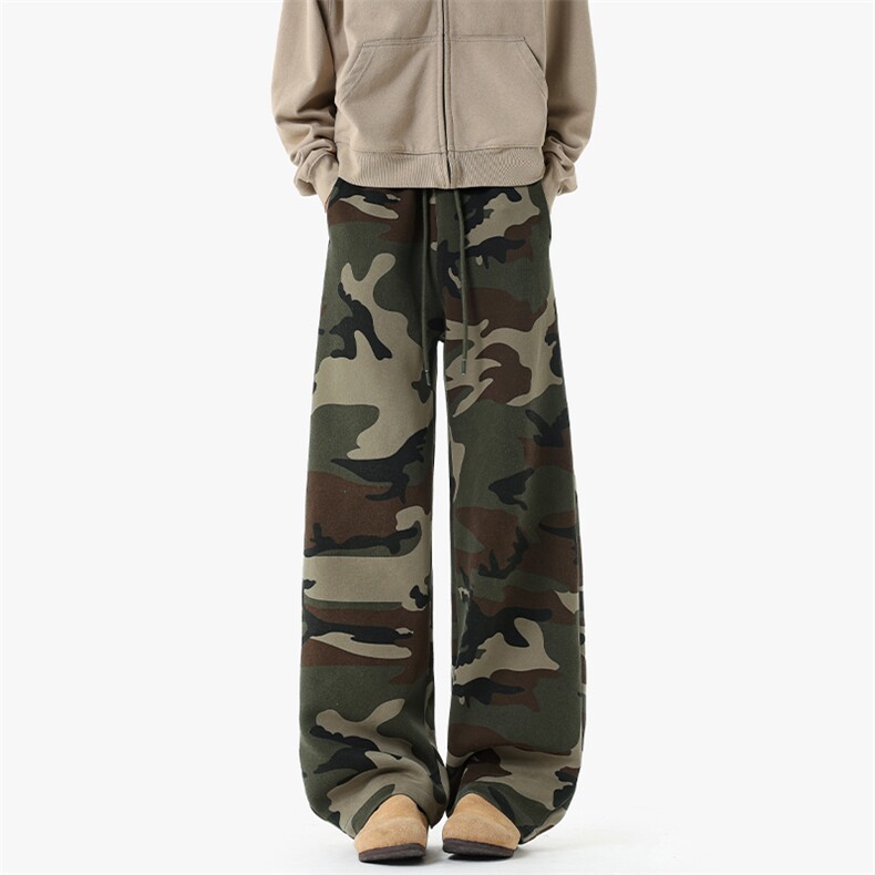 重磅320g华棉迷彩裤男潮牌大码hiphop直筒阔腿裤K24104-特P40控78，男装休闲裤，电商A001
