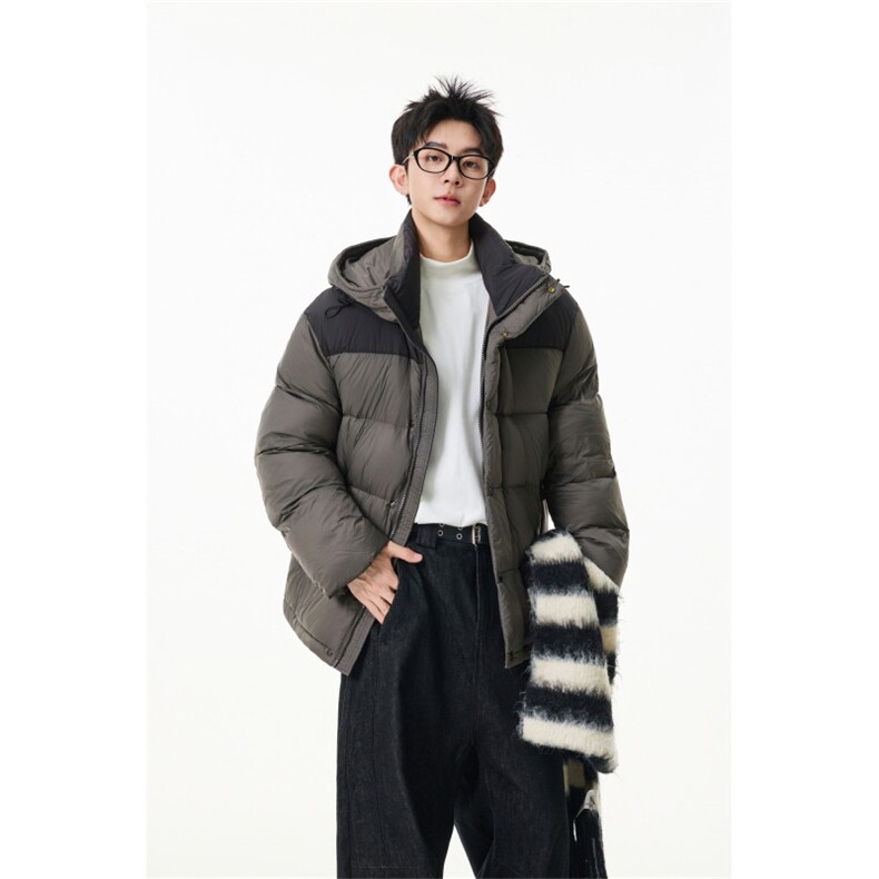 90%绒新标有报告连帽撞色韩版宽松羽绒服外套Y990/370现货,男装羽绒服,星座202