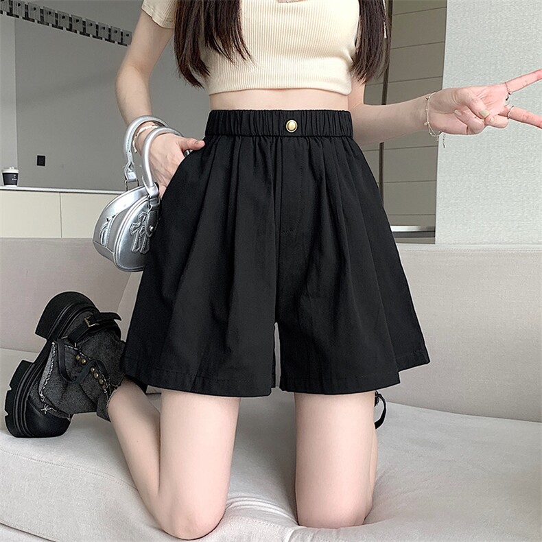 冰丝棉短裤女夏季薄款松紧腰宽松a字显瘦休闲阔腿裤子ins潮,女装短裤/热裤,梦白服饰厂