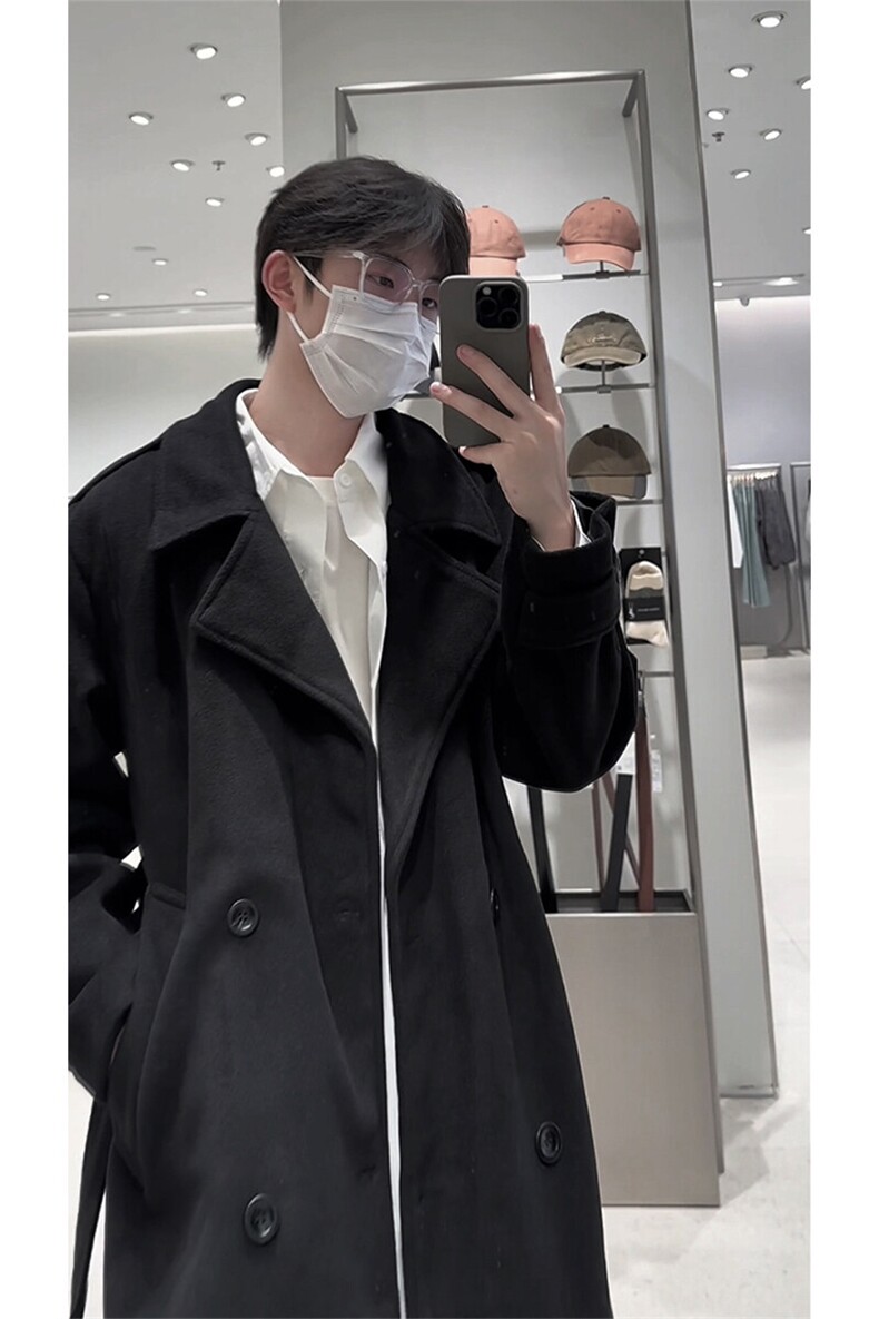 秋冬新款Q2590-TP135198情侣毛呢大衣休闲宽松百搭排扣外套,男装毛呢大衣,电商A102