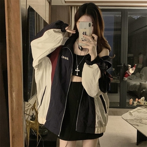 C968-P115美式复古运动夹克休闲外套男女春季2025新款撞色上衣