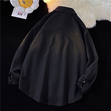 中性风平铺华夫格工装衬衫女大码M-5XL情侣长袖衬衫男CS7754P45控，男装衬衫，星座227-7