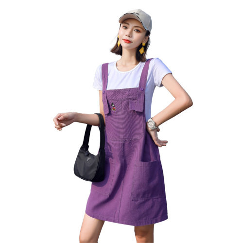时尚潮流/连衣裙女2021夏季新款牛仔背带裙洋气减龄中长裙套装女图片