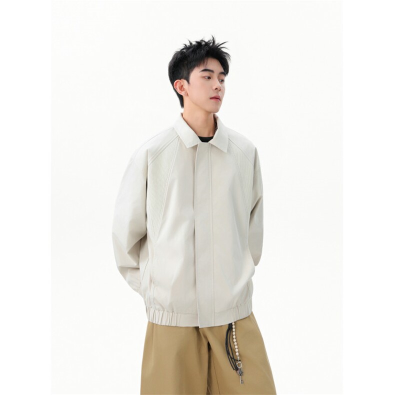 美式撞色罗纹翻领夹克cleanfit哈灵顿设计潮牌外套504-W624-特P60,男装夹克,星座504