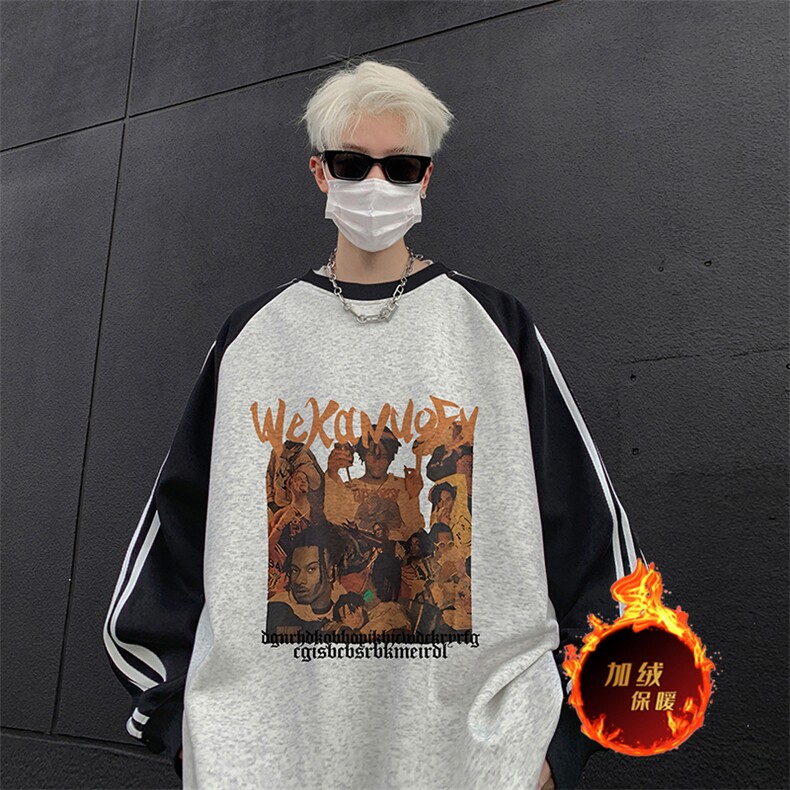 抖音得物供货提供视频秋冬重磅美式宽松织带圆领卫衣0727,男装卫衣,电商A486