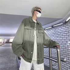 美式渐变牛仔外套男春秋高街潮牌工装夹克宽松休闲上衣JK8898-P65，男装夹克，星座308B-2