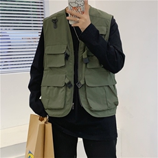 工装机能多口袋背心马甲男港风宽松痞帅潮牌休闲坎肩上M2033-P30，男装背心/马甲，星座1008