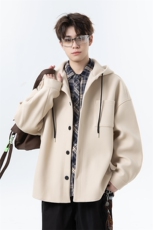 秋季新款连帽宽松呢料夹克外套时尚百搭休闲上衣J7351-特价P55，男装夹克，电商A007