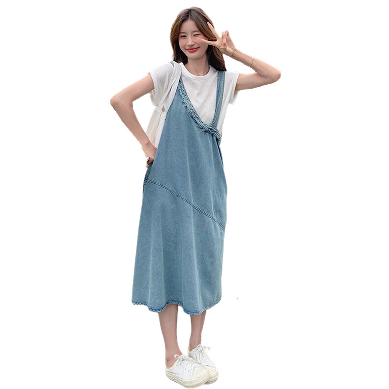 设计感牛仔背带裙裙女2025夏季新款韩系学院风减龄洋气,女装连衣裙,C位