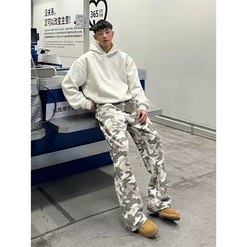 W9973-P40网图现货气质迷彩长裤流行时尚慵懒原宿潮流牛仔裤，男装牛仔裤，星座1608-2