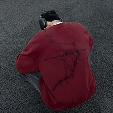 XY5537-TP25控价38潮牌高街美式闪电印花短袖T恤男港风宽松上衣，男装T恤，电商A102-1