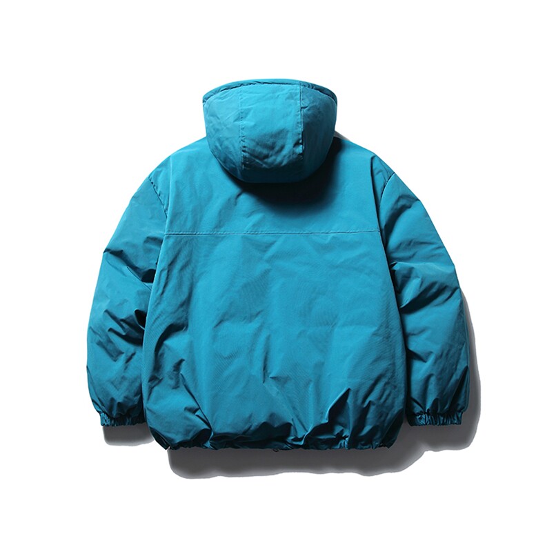 南夏乔装2025冬款纯贴布装饰连帽羽绒服日系复古宽松保暖羽绒袄男,男装羽绒服,电商S006（B521）