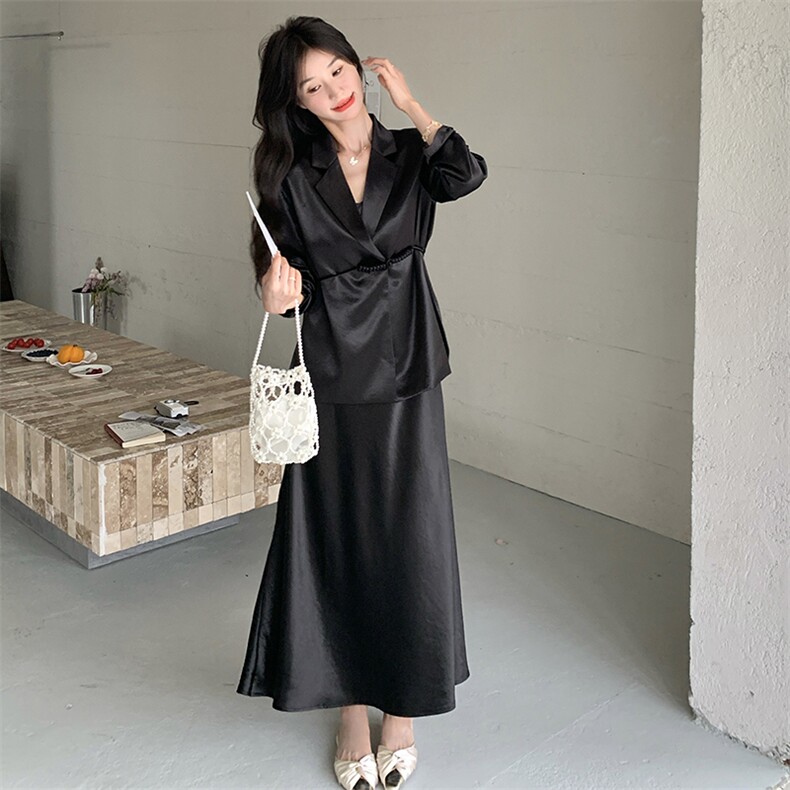 新品现货2025秋装绸缎小西装+吊带裙2C116-2525-P175-K248,女装套装/套裙,2C116