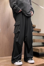 8XL-M特大码冰丝裤男美式工装裤高腰垂感宽松防晒阔腿裤K962P45，男装休闲裤，电商D206-1