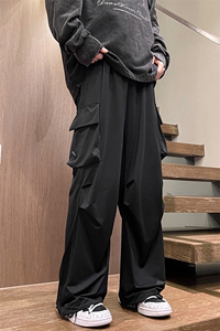 8XL-M 特大码冰丝裤男美式工装裤高腰垂感宽松防晒阔腿裤K962P45图片