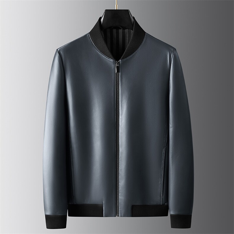 881101秋冬新款海宁皮衣男绵羊皮棒球领外套商务男装工装P710，男装皮衣，电商B360