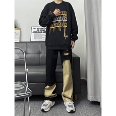 B221美式ins高街暗黑小众情侣个性破洞牛仔裤LK23046-P70控98，男装牛仔裤，电商B221