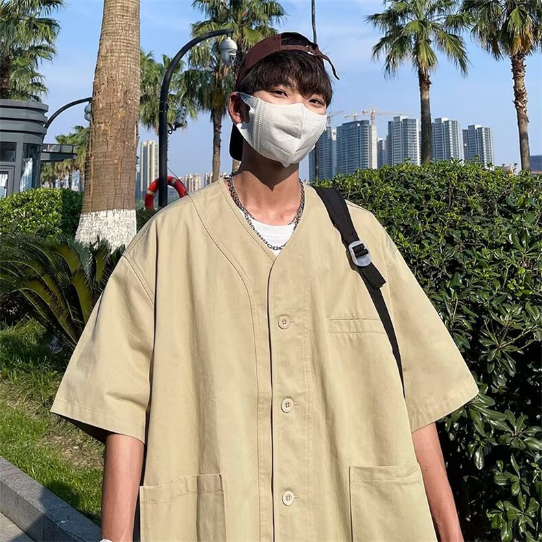 短袖衬衫男港风日系夏季五分袖宽松韩版百搭QK623P40,男装衬衫,星座1116-2