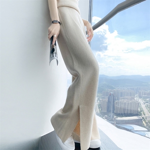 2024新款开叉直筒裤女垂感宽松显瘦长裤图片