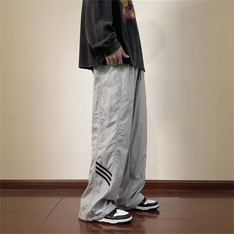 复古运动冲锋裤男女美式ins潮牌简约休闲裤宽松直筒长裤K3628-P40,男装休闲裤,星座1008