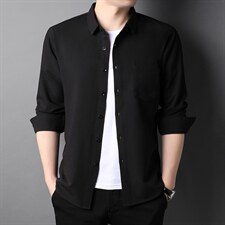 22春装衬衫男潮流青年新款长袖翻领衬衣休闲时尚外套QLM77271-P90,男装衬衫,电商B212（原钱塘6029）