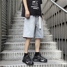 港风牛仔短裤夏季韩版潮流百搭宽松五分裤FJ885P36，男装牛仔裤，星座1013-1